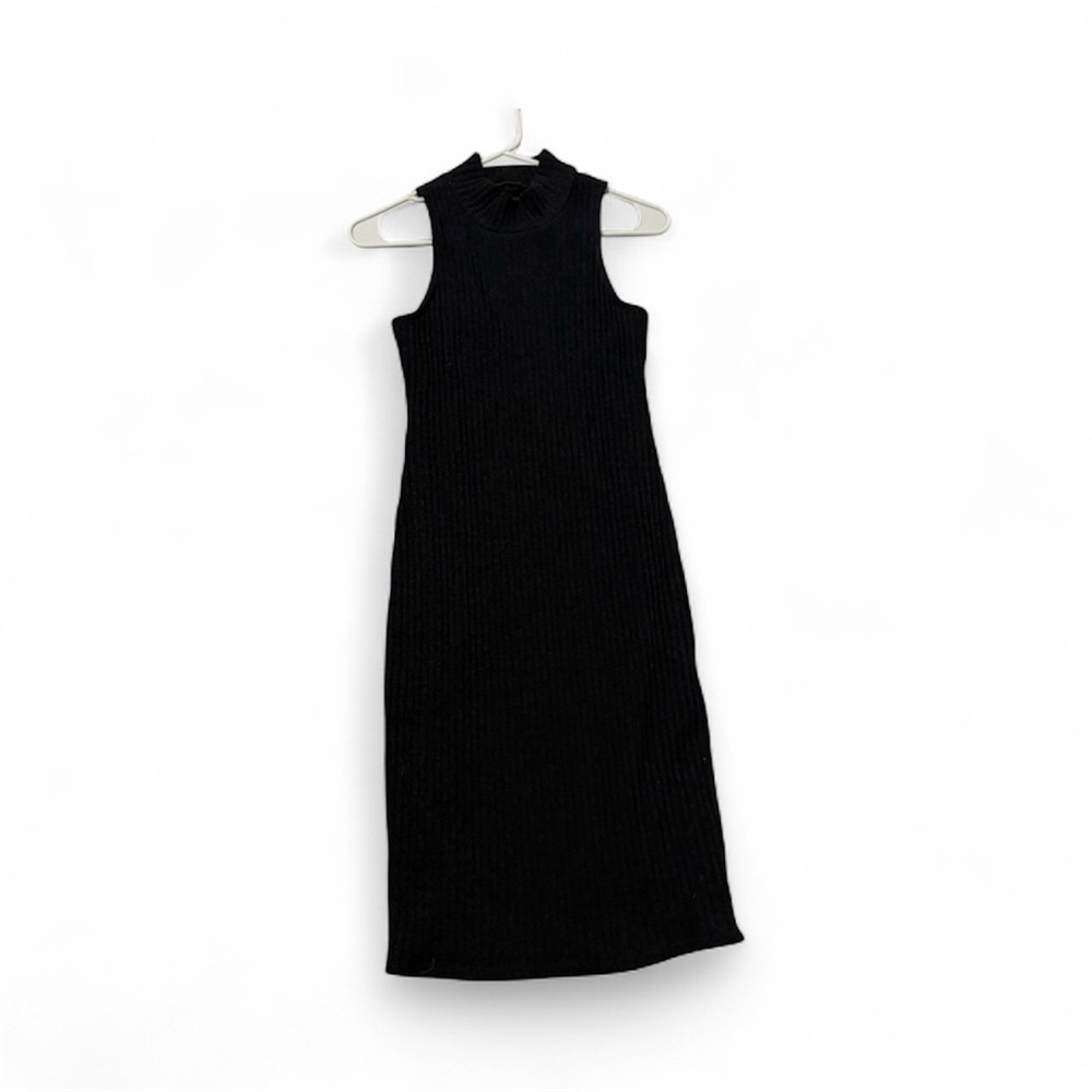Poetry Black Ribbed Midi Dress